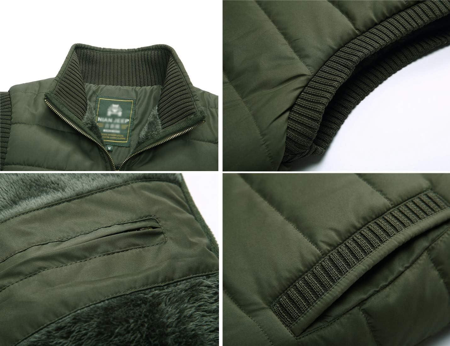 imageFlygo Mens Stylish Stand Collar Fleece Down Quilted Puffer Vest Active Bodywarmer GiletArmy Green