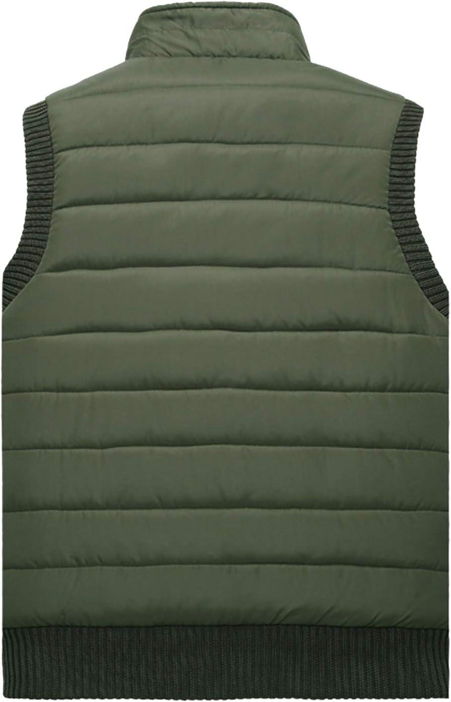 imageFlygo Mens Stylish Stand Collar Fleece Down Quilted Puffer Vest Active Bodywarmer GiletArmy Green