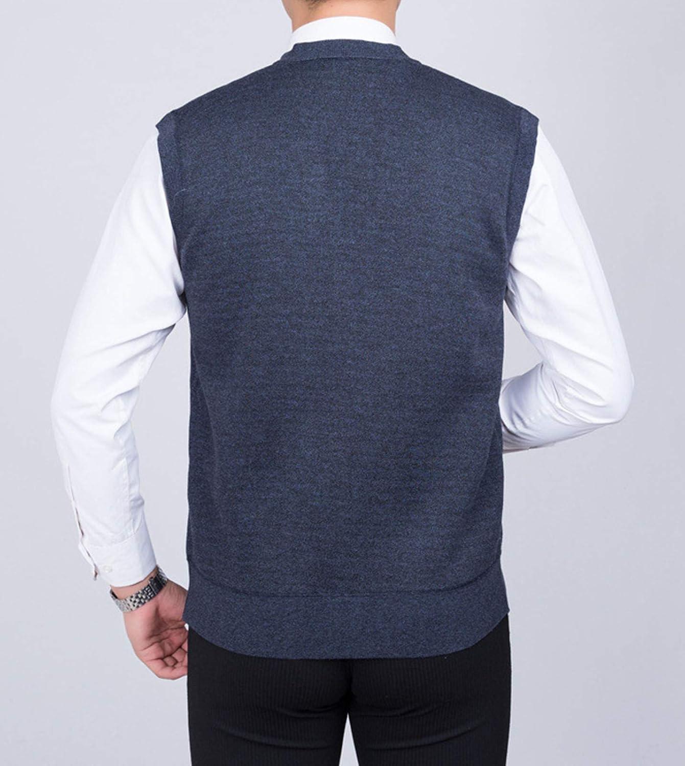 imageFlygo Mens Thermal Fleece Vest VNeck Button Up Knit Argyle Sweater VestsDark Grey