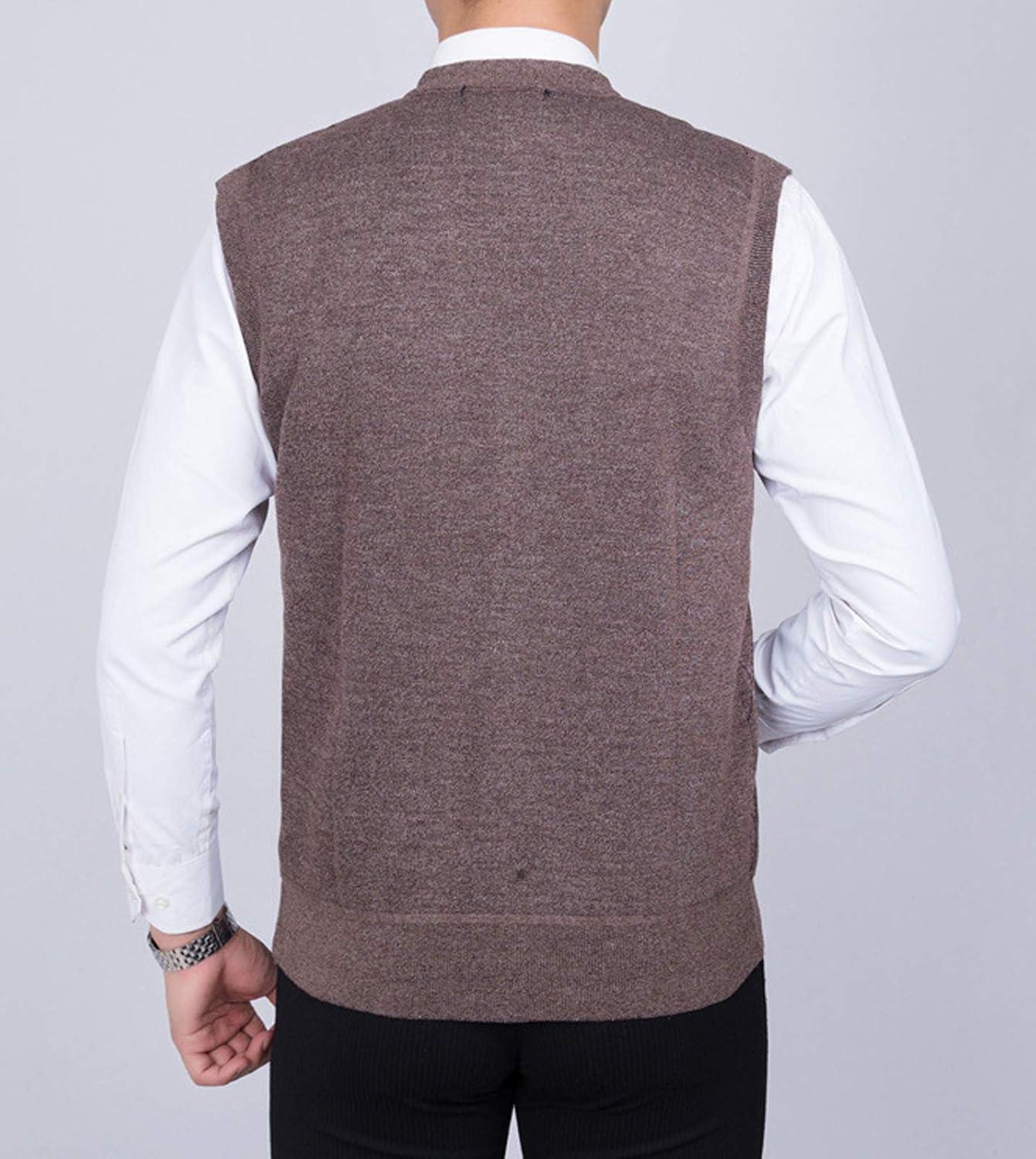 imageFlygo Mens Thermal Fleece Vest VNeck Button Up Knit Argyle Sweater VestsKhaki