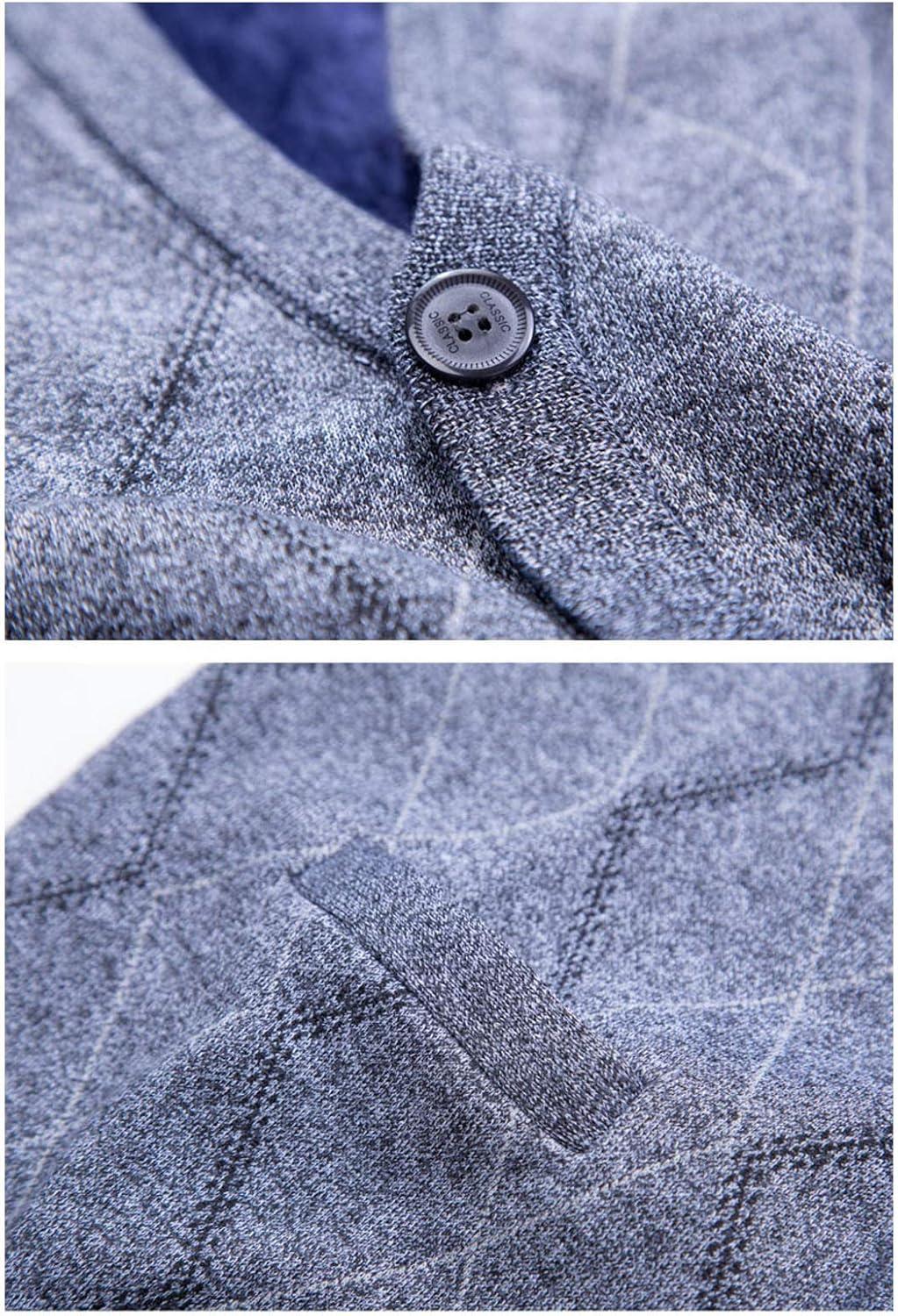 imageFlygo Mens Thermal Fleece Vest VNeck Button Up Knit Argyle Sweater VestsKhaki