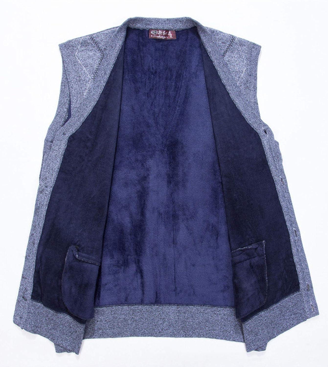 imageFlygo Mens Thermal Fleece Vest VNeck Button Up Knit Argyle Sweater VestsLight Grey