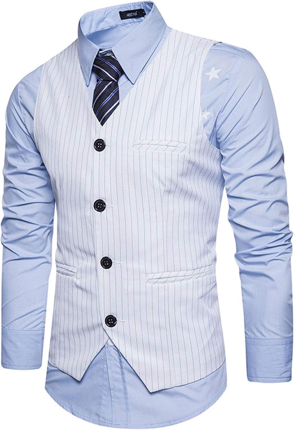 imageFlygo Mens VNeck SingleBreasted Slim Fit Business Wedding Dress Suit Vest WaistcoatWhite