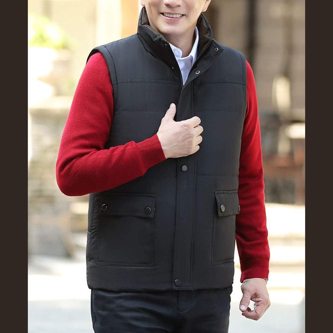 imageFlygo Mens Warm Fleece Lined Quilted Puffer Vest Outdoor Padded Sleeveless JacketBlack