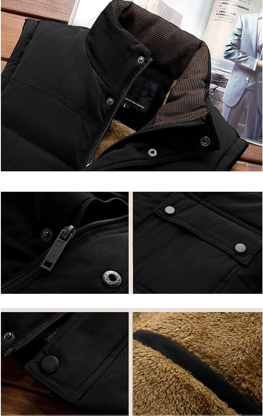 imageFlygo Mens Warm Fleece Lined Quilted Puffer Vest Outdoor Padded Sleeveless JacketCoffee