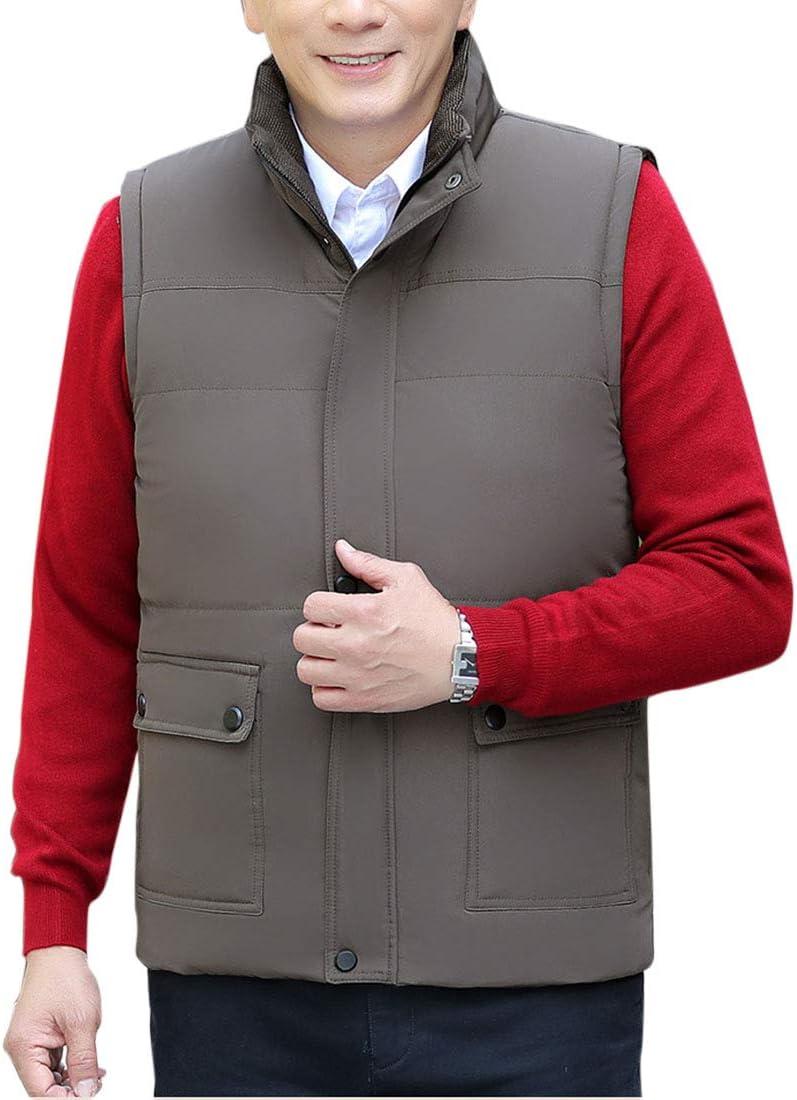 imageFlygo Mens Warm Fleece Lined Quilted Puffer Vest Outdoor Padded Sleeveless JacketCoffee
