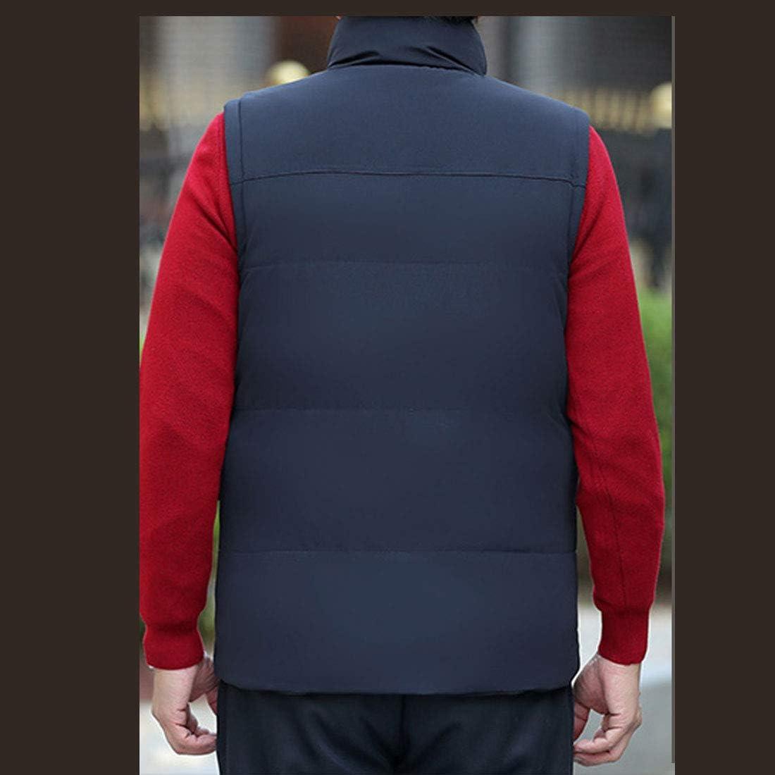 imageFlygo Mens Warm Fleece Lined Quilted Puffer Vest Outdoor Padded Sleeveless JacketNavy