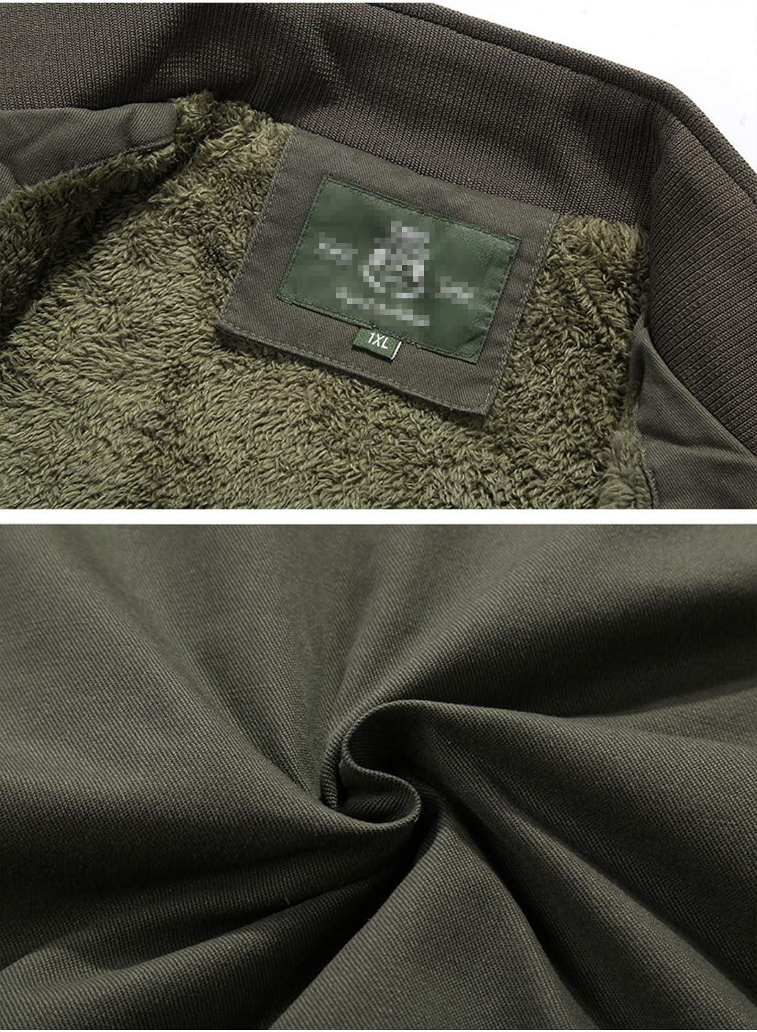 imageFlygo Mens Warm Fleece Padded Full Zip Up MultiPocket Outdoor Lightweight VestArmy Green