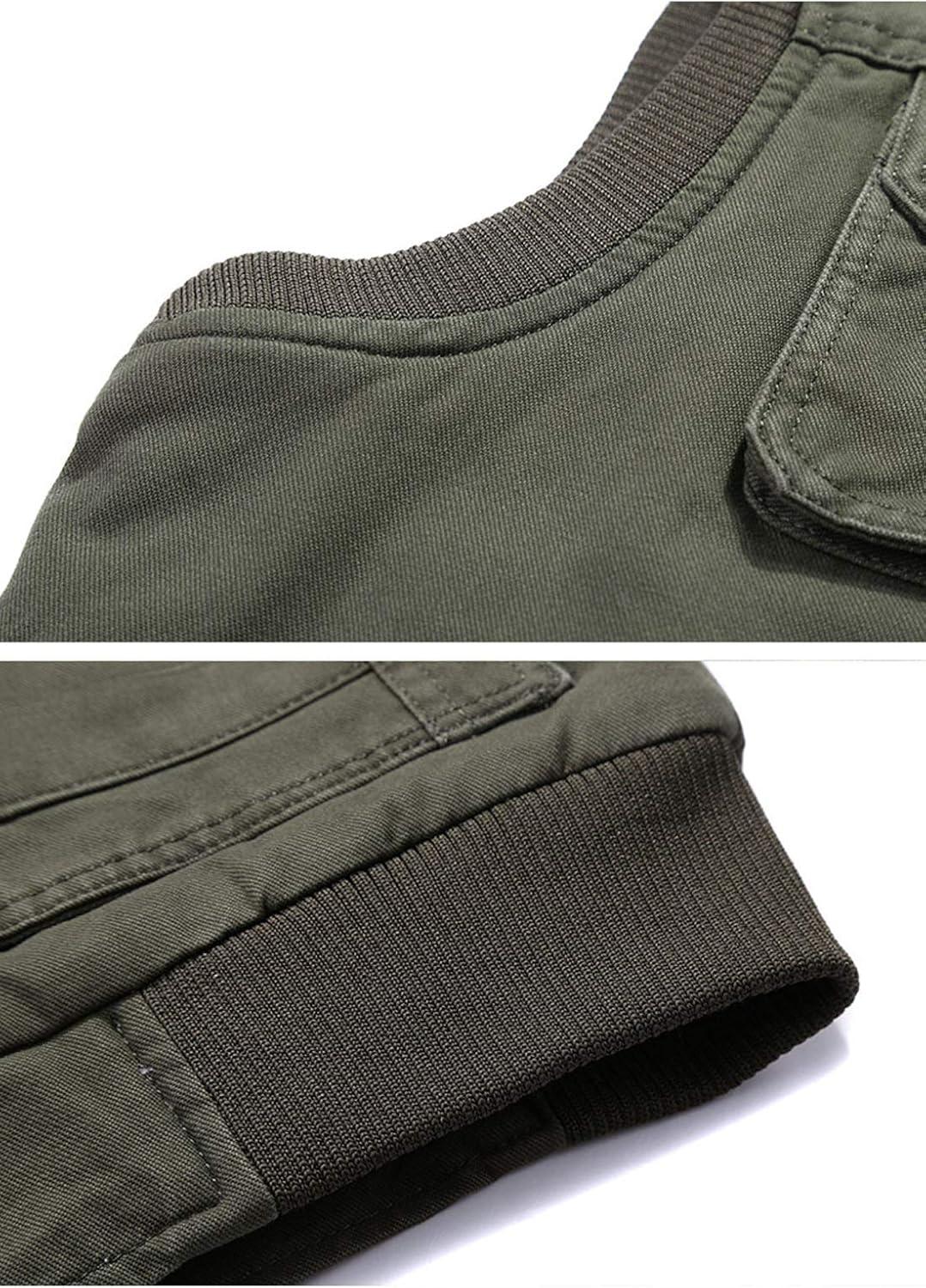 imageFlygo Mens Warm Fleece Padded Full Zip Up MultiPocket Outdoor Lightweight VestKhaki