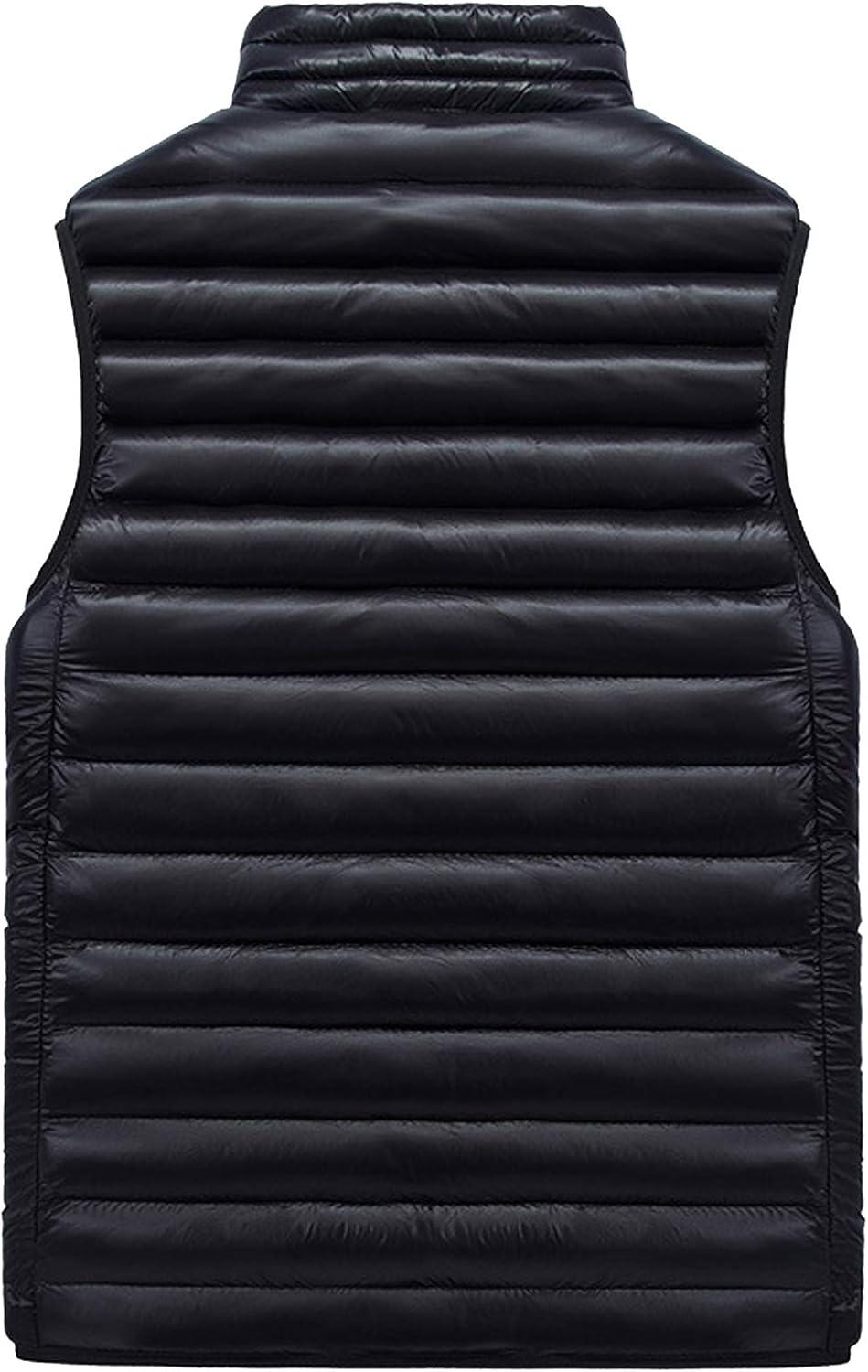imageFlygo Mens Winter Lightweight Quilted Cotton Padded Puffer Outdoor Vest JacketDark Blue