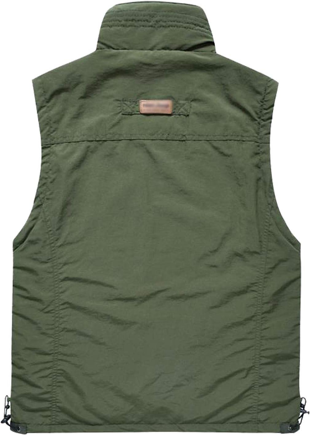 imageFlygo Mens Winter Outdoor Fleece Lightweight Travel Safari Vest Outerwear Sleeveless Jacket02 Green