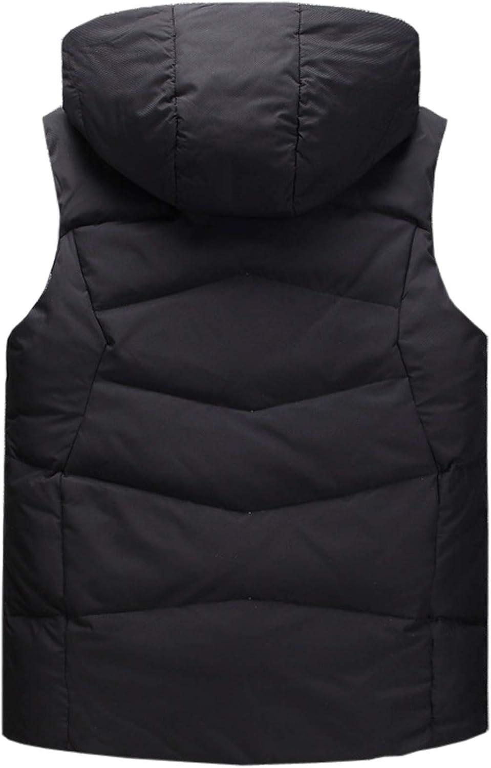 imageFlygo Mens Winter Sleeveless Hooded Puffer Down Vest OuterwearBlack