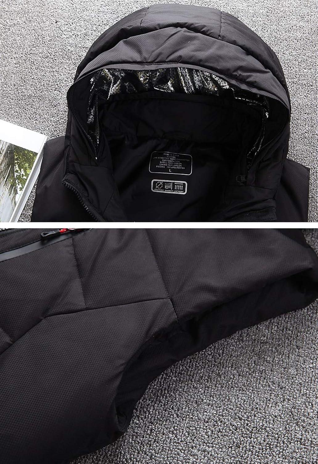 imageFlygo Mens Winter Sleeveless Hooded Puffer Down Vest OuterwearGrey