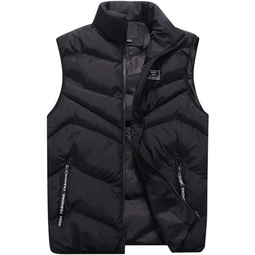imageFlygo Mens Lightweight Down Vest Outdoor WaterResistance Puffer Vest JacketBlack