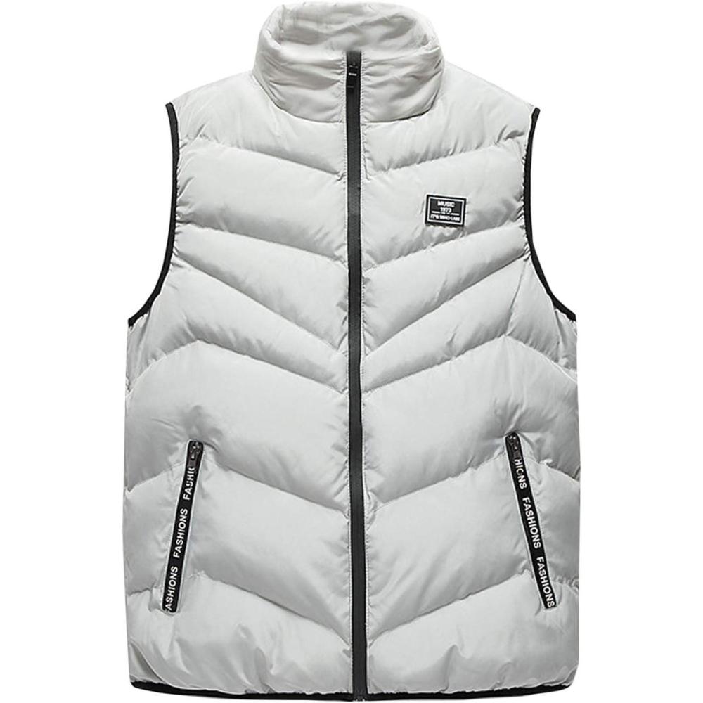 imageFlygo Mens Lightweight Down Vest Outdoor WaterResistance Puffer Vest JacketGrey
