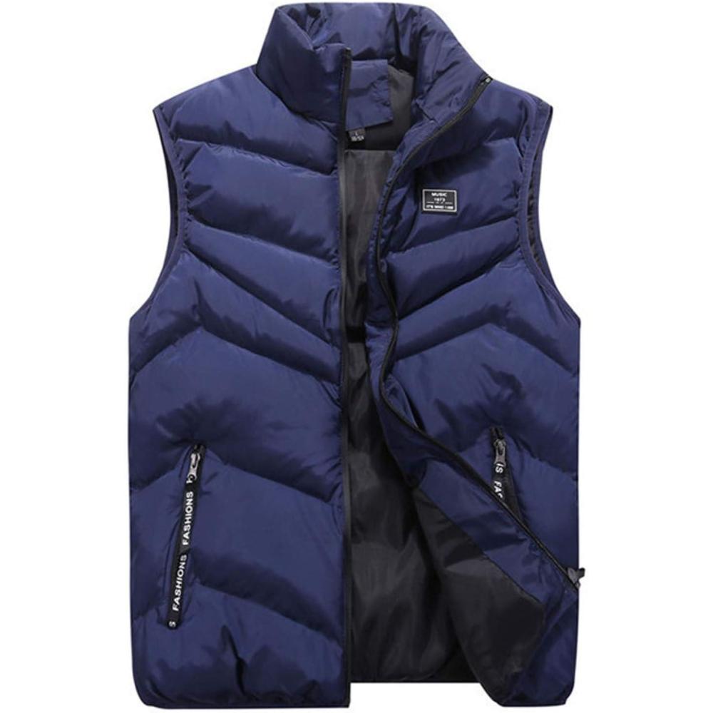 imageFlygo Mens Lightweight Down Vest Outdoor WaterResistance Puffer Vest JacketNavy