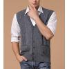 imageFlygo Mens Basic VNeck Jacquard Knitted Sweater Vest Waistcoat with Button FrontDark Grey