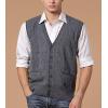 imageFlygo Mens Basic VNeck Jacquard Knitted Sweater Vest Waistcoat with Button FrontDark Grey