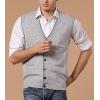 imageFlygo Mens Basic VNeck Jacquard Knitted Sweater Vest Waistcoat with Button FrontLight Grey