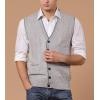 imageFlygo Mens Basic VNeck Jacquard Knitted Sweater Vest Waistcoat with Button FrontLight Grey