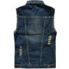 imageFlygo Mens Button Down Distressed Denim Vest Ripped Trucker Jean OutwearDark Blue