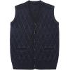 imageFlygo Mens Casual Argyle V Neck Button Front Wool Knitted Sweater Vest WaistcoatNavy