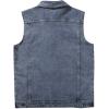 imageFlygo Mens Casual Lapel ButtonDown Denim Vest Sleeveless Trucker Jeans Vests JacketGrey