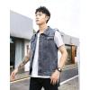 imageFlygo Mens Casual Lapel ButtonDown Denim Vest Sleeveless Trucker Jeans Vests JacketGrey