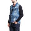 imageFlygo Mens Classic Button Down Ripped Denim Jean Vest Sleeveless JacketDark Blue