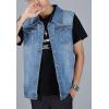 imageFlygo Mens Lapel Button Down Sleeveless Denim Jean Vest Trucker Jacket Waistcoat 3XLLight Blue