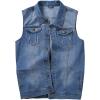 imageFlygo Mens Lapel Button Down Sleeveless Denim Jean Vest Trucker Jacket Waistcoat 3XLLight Blue