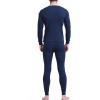 imageFlygo Mens Long Thermal Underwear Set ONeck Top and Bottom Base LayerBlue