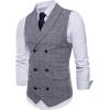 imageFlygo Mens Slim Fit Plaid Formal Business Vest for Suit Tuxedo WaistcoatGrey