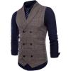 imageFlygo Mens Slim Fit Plaid Formal Business Vest for Suit Tuxedo WaistcoatKhaki