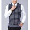 imageFlygo Mens Slim Fit Plaid Knitted VNeck Sweater Vests PulloverGrey