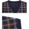 imageFlygo Mens Slim Fit Plaid Knitted VNeck Sweater Vests PulloverGrey