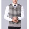 imageFlygo Mens Slim Fit Plaid Knitted VNeck Sweater Vests PulloverKhaki