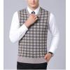 imageFlygo Mens Slim Fit Plaid Knitted VNeck Sweater Vests PulloverKhaki