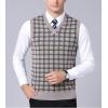 imageFlygo Mens Slim Fit Plaid Knitted VNeck Sweater Vests PulloverKhaki