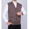 imageFlygo Mens Thermal Fleece Vest VNeck Button Up Knit Argyle Sweater VestsKhaki
