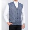 imageFlygo Mens Thermal Fleece Vest VNeck Button Up Knit Argyle Sweater VestsLight Grey