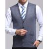 imageFlygo Mens VNeck Knitting Vest Classic Wool Blend Button Down Sweater VestGrey