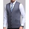 imageFlygo Mens VNeck Knitting Vest Classic Wool Blend Button Down Sweater VestGrey