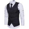 imageFlygo Mens VNeck SingleBreasted Slim Fit Business Wedding Dress Suit Vest WaistcoatBlack
