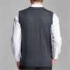 imageFlygo Mens VNeck Wool Knitted Sweater Vest Knitwear Waistcoat with Button FrontDark Grey