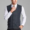 imageFlygo Mens VNeck Wool Knitted Sweater Vest Knitwear Waistcoat with Button FrontDark Grey