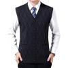 imageFlygo Mens Casual Argyle V Neck Button Front Wool Knitted Sweater Vest WaistcoatNavy