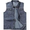 imageFlygo Mens Casual Lapel ButtonDown Denim Vest Sleeveless Trucker Jeans Vests JacketGrey