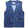 imageFlygo Mens Casual Outdoor Washed Denim MultiPockets Work Travel Safari Fishing Vest OutwearBlue