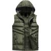 imageFlygo Mens Casual Warm Plus Size Down Puffer Quilted Outdoor Hooded Vest OutwearArmy Green